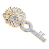 10K Yellow Gold Genuine Diamond Lion Head & Key Pendant 1.90" Pave Charm 7/8 CT.