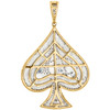 10K Yellow Gold Genuine Diamond Ace Of Spades Pendant 1.90" Pave Charm 5/8 CT.