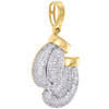 10K Yellow Gold Real Diamond Boxing Gloves Pendant 1.45" Mens Pave Charm 7/8 CT.