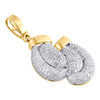 10K Yellow Gold Real Diamond Boxing Gloves Pendant 1.45" Mens Pave Charm 7/8 CT.