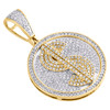 10K Yellow Gold Diamond Medallion 3D Money Dollar Sign Pendant 1.55" Charm 1 CT.