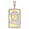 10K Yellow Gold Diamond Jesus Face Square Frame Pendant 2" Pave Charm 1.25 CT.