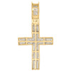 10K Yellow Gold Genuine Diamond Dome Cross Pendant 1.80" Mens Pave Charm 1/2 CT.