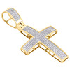 10K Yellow Gold Genuine Diamond Dome Cross Pendant 1.80" Mens Pave Charm 1/2 CT.