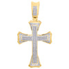 10K Yellow Gold Diamond Cross Statement Pendant 2.60" Fancy Pave Charm 3/4 CT.