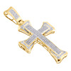 10K Yellow Gold Diamond Cross Statement Pendant 2.60" Fancy Pave Charm 3/4 CT.