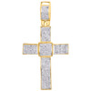 10K Yellow Gold Genuine Diamond Dome Cross Wave Pendant 1.80" Pave Charm 1/2 CT.