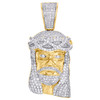 10K Yellow Gold Diamond Jesus Face Crown Head Pendant 2.50"  Pave Charm 2.60 CT.