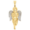 10K Yellow Gold Diamond Praying Hand Angel Pendant Large 3.2" Pave Charm 5/8 CT.