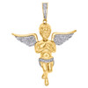 10K Yellow Gold Diamond Praying Hands 3D Angel Pendant 2.15" Pave Charm 1/2 CT.