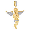 10K Yellow Gold Diamond Praying Hands 3D Angel Pendant 2.15" Pave Charm 1/2 CT.