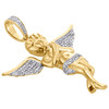 10K Yellow Gold Diamond Praying Hands 3D Angel Pendant 2.15" Pave Charm 1/2 CT.