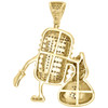 10K Yellow Gold Diamond Microphone Money Bag Pendant 1.70" Mens Charm 0.96 CT.