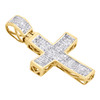 10K Yellow Gold Princess Cut Diamond Concave Cross Pendant 1.50" Charm 1.50 CT.