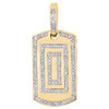 10K Yellow Gold Diamond Dog Tag Statement Pendant 1.35" Mens Pave Charm 3/8 CT.