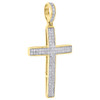 10K Yellow Gold Real Diamond Dome Cross Pendant 1.40" Unisex Pave Charm 0.25 CT.