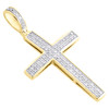 10K Yellow Gold Real Diamond Dome Cross Pendant 1.40" Unisex Pave Charm 0.25 CT.