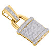 10K Yellow Gold Genuine Diamond Pad Lock Pendant 2" Mens Statement Charm 1.50 CT