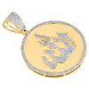 10K Yellow Gold Diamond Allah Medallion Islamic Pendant 1.7" Pave  Charm 3/4 CT.