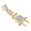 10K Yellow Gold Diamond Plug Pendant Socket Fuse 1.80" Pave Unisex Charm 1/2 CT.