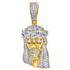 10K Yellow Gold Real Diamond Jesus Face Crown Pendant 1.65" Pave Charm 1.25 CT.