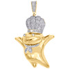 10K Yellow Gold Diamond Pillsbury Doughboy Statement Pendant 2.25" Charm 1 CT.