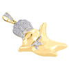 10K Yellow Gold Diamond Pillsbury Doughboy Statement Pendant 2.25" Charm 1 CT.