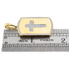 10K Yellow Gold Genuine Diamond Cross Centered Dog Tag Charm Pendant 0.35 Ct.