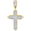 Diamond Cross Pendant Yellow Gold Mens Pave Charm 0.42 Ct. & Round Box Chain Set