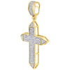 Diamond Cross Pendant Yellow Gold Mens Pave Charm 0.42 Ct. & Round Box Chain Set