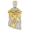 Diamond Jesus Face Brushed Finish Pendant 10K Gold Charm w/ Franco Chain 1.60 Ct