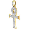Diamond Ankh Cross Pendant Yellow Gold Egyptian Charm w/ Franco Chain 1.55 Ct.