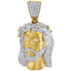 Diamond Jesus Face Pendant 10K Yellow Gold Mini Pave Religious Charm 3.41 Ct.