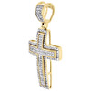 Diamond Cross Pendant Yellow Gold Dome Pave Charm 0.42 Ct. & Box Chain Necklace