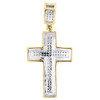 Diamond Cross Pendant Yellow Gold Dome Pave Charm 0.42 Ct. & Box Chain Necklace