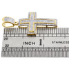 Diamond Cross Pendant Yellow Gold Dome Pave Charm 0.42 Ct. & Box Chain Necklace