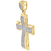 Diamond Cross Pendant Yellow Gold Mens Pave Charm 0.43 Ct. & Round Box Chain Set.