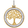 14K Yellow Gold Round Diamond Textured Tree Of Life Pendant 1.35" Charm 0.72 CT.