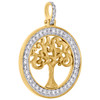 14K Yellow Gold Round Diamond Textured Tree Of Life Pendant 1.35" Charm 0.72 CT.