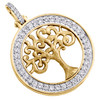 14K Yellow Gold Round Diamond Textured Tree Of Life Pendant 1.35" Charm 0.72 CT.