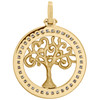 14K Yellow Gold Round Diamond Textured Tree Of Life Pendant 1.35" Charm 0.72 CT.