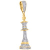 10K Yelow Gold Real Diamond King Chess Piece Pendant 1.65" Pave Charm 0.38 Ct.