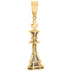 10K Yelow Gold Real Diamond King Chess Piece Pendant 1.65" Pave Charm 0.38 Ct.