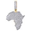 10K Yellow Gold Real Diamond Africa Country Map Pendant 1.70" Charm 0.63 Ct.