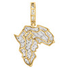 10K Yellow Gold Real Diamond Africa Country Map Pendant 1.70" Charm 0.63 Ct.