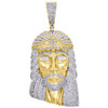 10 Karat Gelbgold, echter Diamant, Jesus-Gesichtsanhänger, 5,4 cm, religiöser Anhänger, 1,25 ct.
