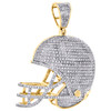 10K Yellow Gold Real Diamond Football Pendant 1.50" Sports Pave Charm 0.75 Ct.