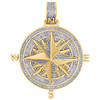 10K Yellow Gold Diamond Compass Pendant Medallion Charm 1.65" Charm 0.50 Ct.