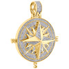 10K Yellow Gold Diamond Compass Pendant Medallion Charm 1.65" Charm 0.50 Ct.