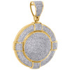 10K Yellow Gold Diamond Domed Medallion Pendant 1.55" Circle Charm 0.88 Ct.
